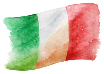 Watercolor Italian flag, vibrant colors, artistic style, cultural symbol, national pride, decorative element.