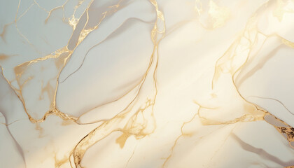 Fototapeta premium Soft, white marble texture with gold veins, polished stone backgroung, fluid surface