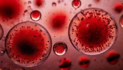 Microscopic image of virus particles multiplying within droplets