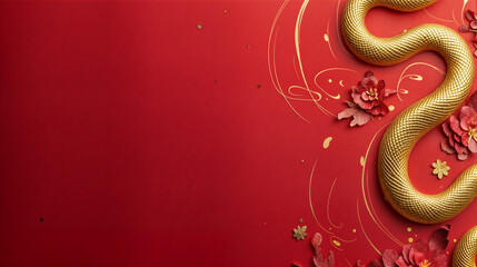 Golden Serpent Elegance: Chinese New Year 2025 Wallpaper