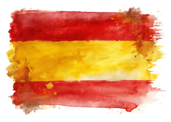 Watercolor Spain flag, vibrant colors, artistic design, patriotic symbol, abstract background, creative expression.