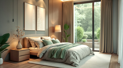 calming minimalist bedroom interior