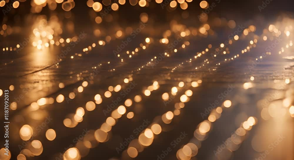 Poster close up of sparkling light reflections on a wooden floor creating a warm and magical atmosphere wit