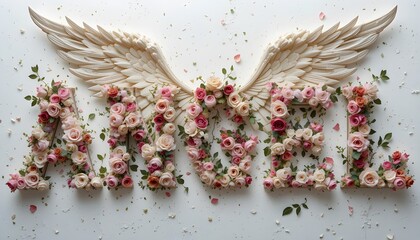 It says 천사 on the white background
There are many flowers inside