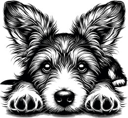 Cute Dog Lying Down Resting Black Vector Silhouette Design for Cricut Tshirt Artwork