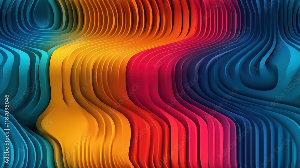 Poster seamless gradient, a photorealistic image featuring colorful wavy gradient lines, ideal for backgrou