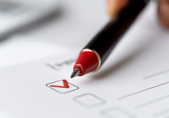 Red Pen Checking Box on a Form
