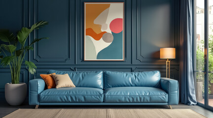 teal leather sofa a serene living room setting