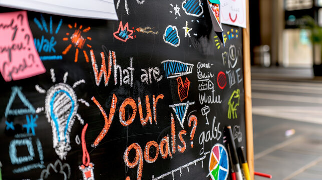 Chalkboard with "What Are Your Goals?" and Doodles
