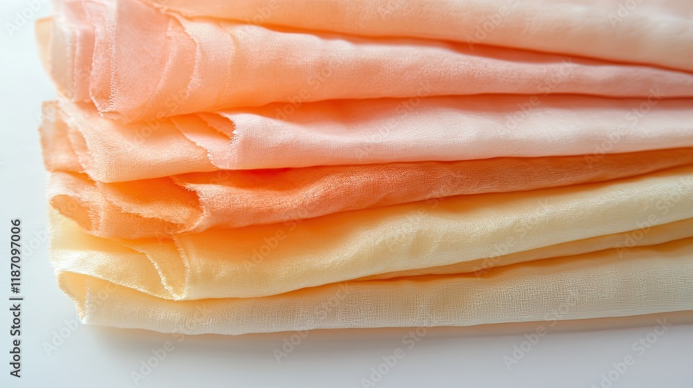 Poster soft peach colored fabric folded in layers