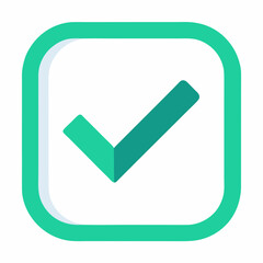 Green Checkmark Inside Rounded Square Vector Illustration