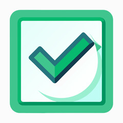 Green Checkmark Inside Rounded Square Vector Illustration