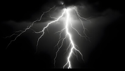 Dramatic Lightning Strike: A Monochromatic Nature Photography