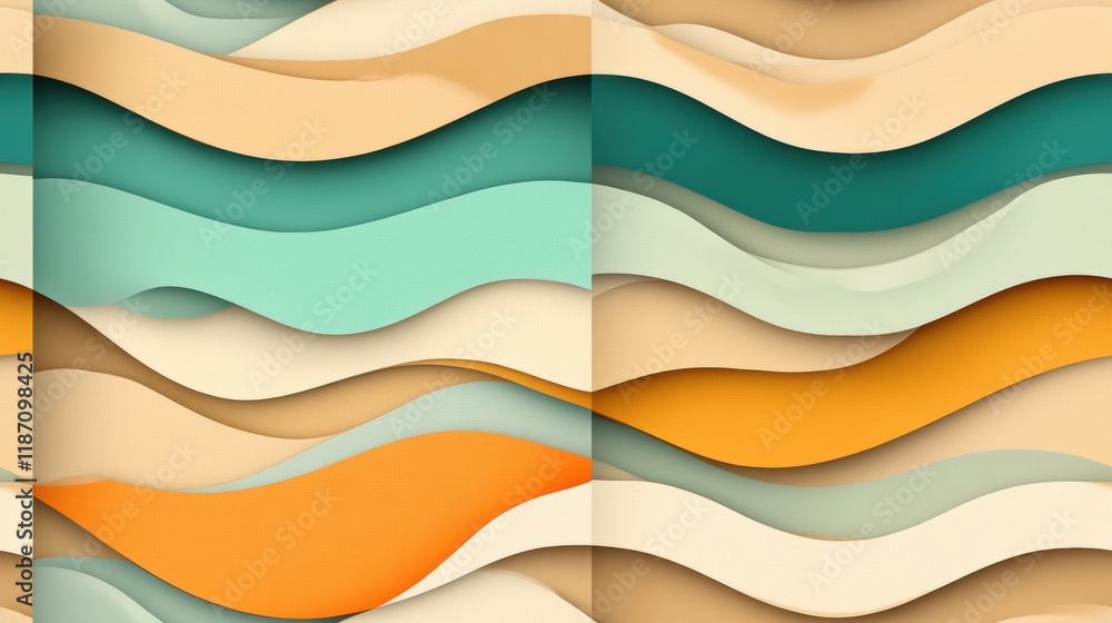 Poster seamless gradient, a high-fidelity image of a wavy pattern featuring gradient lines that resemble sa