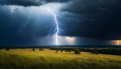 rain clouds lightening weather nature electric generate ai