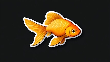 Vibrant orange goldfish sticker design. Perfect for aquatic-themed projects.