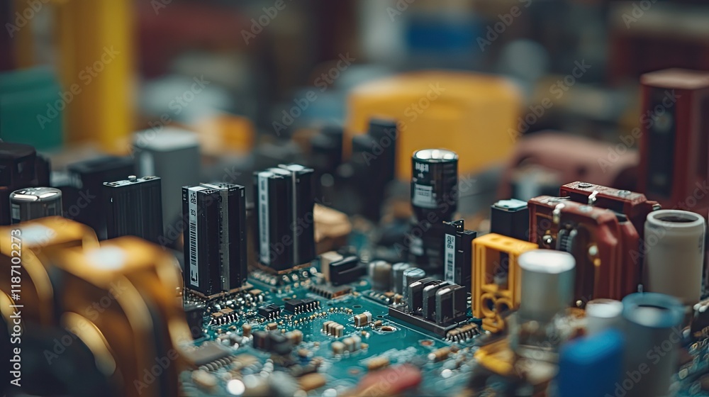Poster close up of a complex electronic circuit board