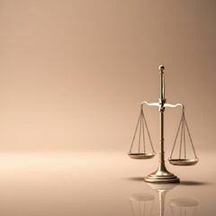 Golden scales of justice, balanced, symmetrical, soft lighting, pink and peach gradient background, legal symbol, 3D rendering, metallic texture, conceptual image, law and order, equality, fairness, j