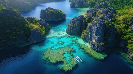 Fototapeta premium Serene Aerial View of Tropical Islands and Clear Waters