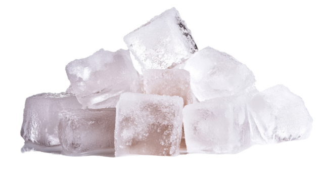A pile of clear ice cubes ideal for refreshing beverages. transparent background