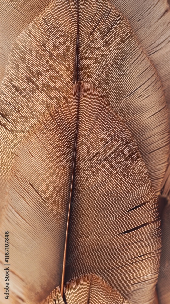 Wall mural beautiful mocha mousse feather patterns create soft textures on light beige background