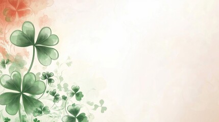 Fototapeta premium Watercolor Shamrocks Decorate A Soft Background