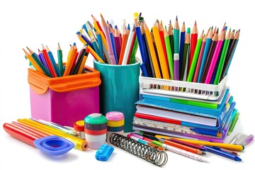 Obraz premium Stationery isolated on white background