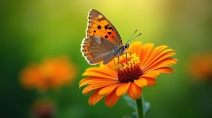Butterfly on Vibrant Flower Close-Up