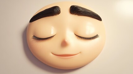 Serene Cartoon Face With Closed Eyes and a Gentle Smile