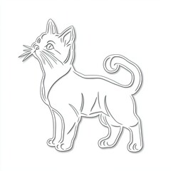 Fototapeta premium Minimalist World Cat Day Outline of a Cat Standing Elegantly Against a Minimal Background