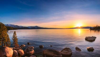 sunset over lake tahoe