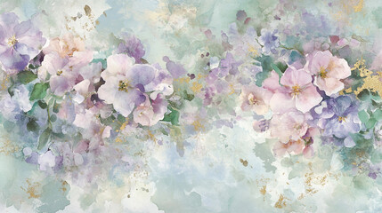 light soft floral abstract background with soft and pastel watercolor stains, Luxurious and soft color Watercolor Flower, floral background with watercolor soft pastel flowers and watercolor stains.