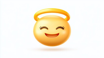 Fototapeta premium Happy emoticon with halo a joyful digital angel