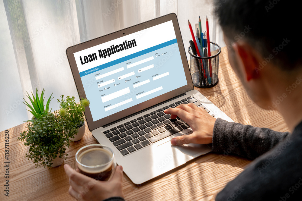 Poster online loan application form for modish digital information collection on the internet network