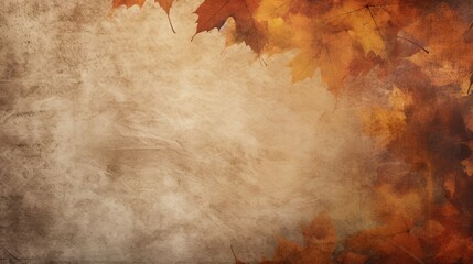 Autumn leaves on grunge background with space for text or image blur