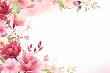 Naklejka premium Elegant watercolor floral background framing an empty space, perfect for invitations, cards, or any design project needing a touch of nature