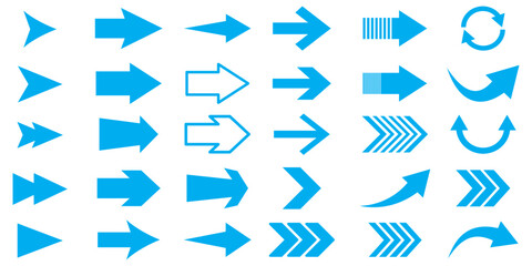Arrow icon. Mega set of vector arrows. Arrows set. Arrow icon collection. Set different arrows or web design. Arrow flat style isolated on white background. Blue arrow icon vector set. long arrow icon
