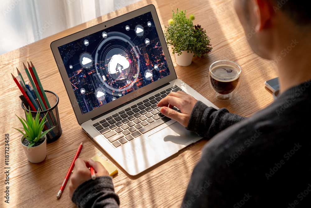 Poster cloud computing software for modish remote work and personal data storage