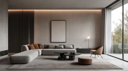 Fototapeta premium Modern Minimalist Living Room Interior Design