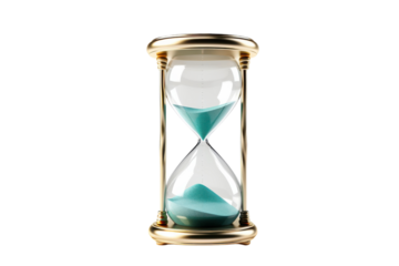Elegant hourglass with blue sand showcasing the passage of time in a minimalist setting