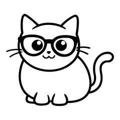 cat with a smile  with oversized glasses, looking curious and playful