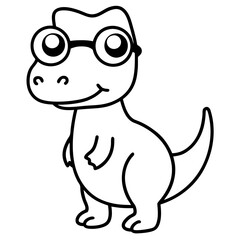 cartoon Dinosaur with oversized glasses, looking curious and playful