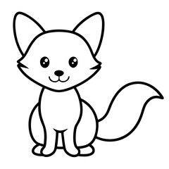 a fox cartoon for colouring book 