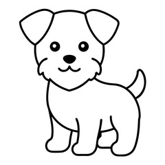 A cute puppy line art  for kids colouring book