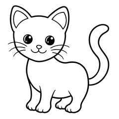 A tiny cat line art for kids colouring book