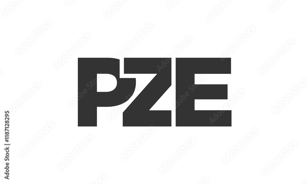 Poster PZE logo design template with strong and modern bold text. Initial based vector logotype featuring simple and minimal typography. Trendy company identity.