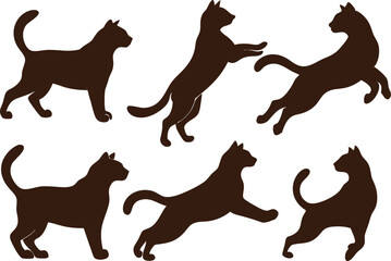 set of cats silhouettes