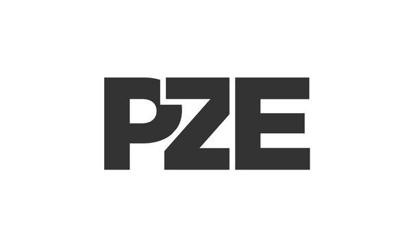 PZE logo design template with strong and modern bold text. Initial based vector logotype featuring simple and minimal typography. Trendy company identity.