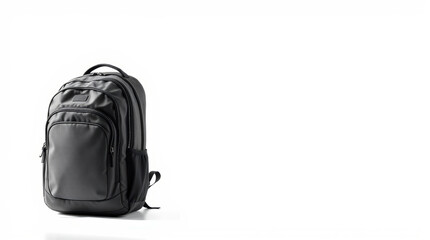 Naklejka premium Black backpack on white background