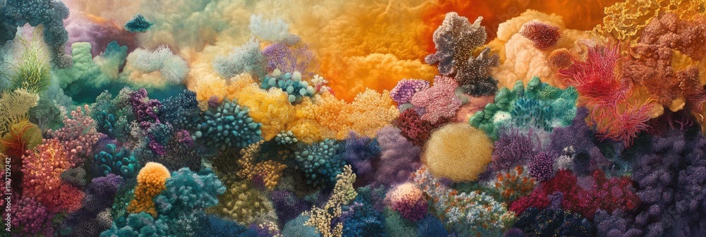 Leinwandbilder vibrant tapestry of bacteria forms and textures against a colorful background in a scientific explor